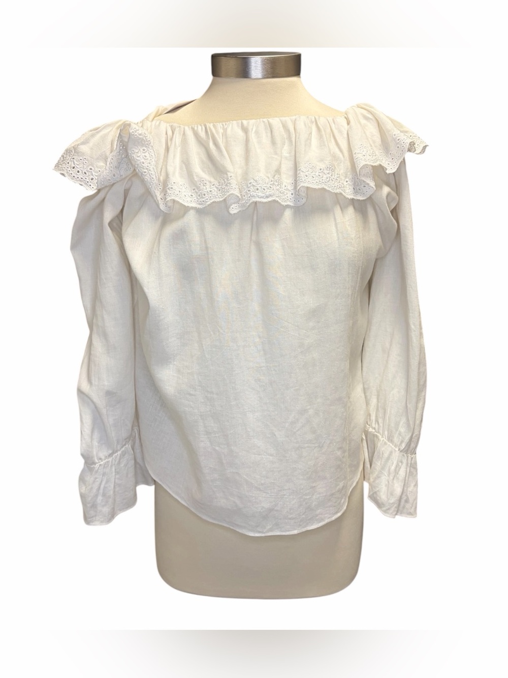 Celine Linen Lace Collar Top